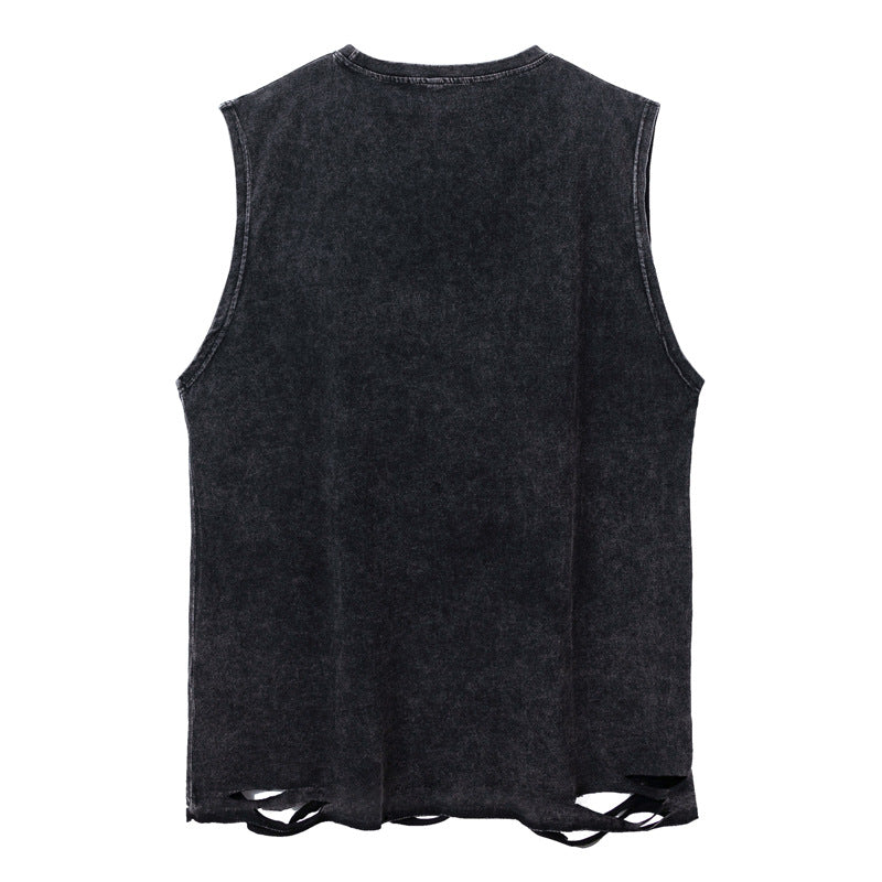 Halloy™ Retro Worn Looking Washed-out Sleeveless T-shirt