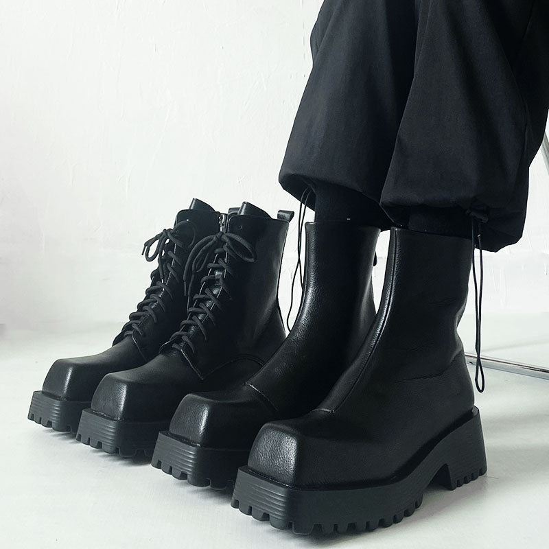 Halloy™ Platform Square Toe Martin Boots