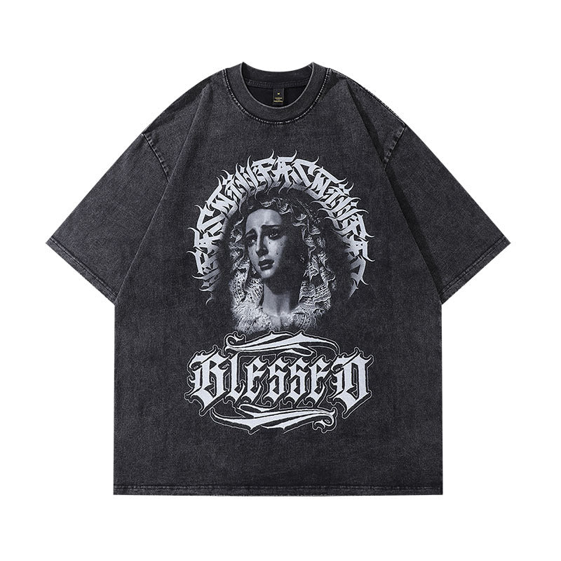 Halloy™ Vintage Printed Oversize Distressed T-shirt