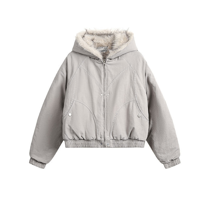 Halloy™ American Street Short Fur Collar Cotton Coat