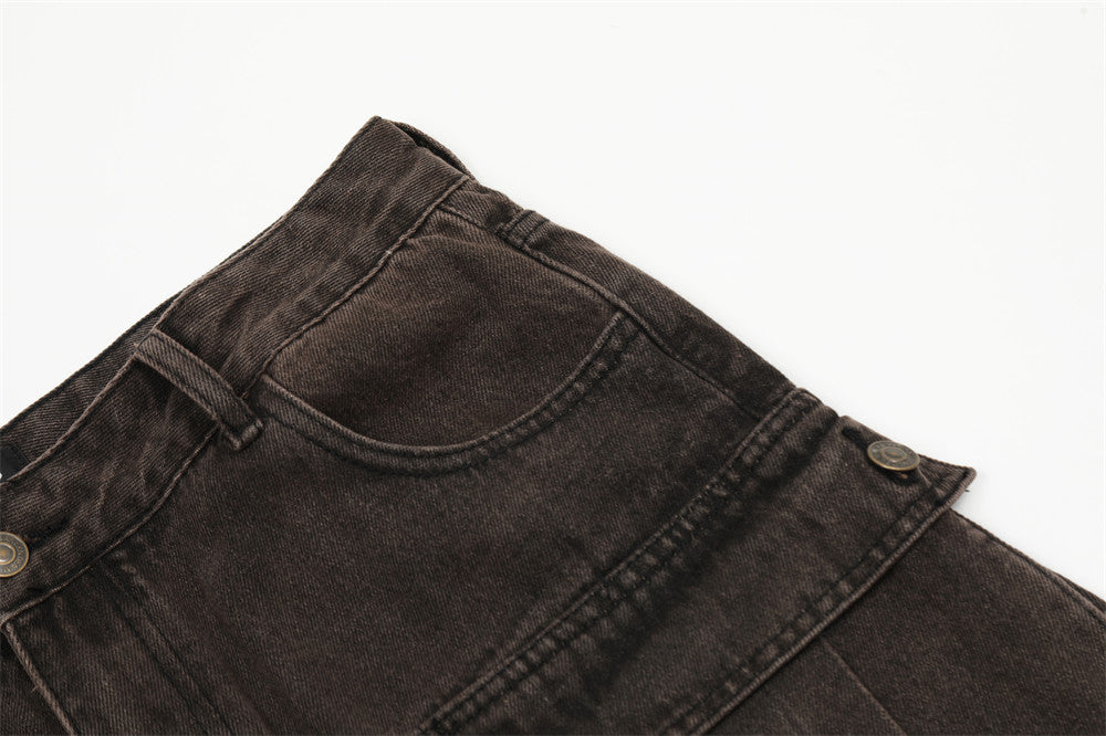 Halloy™ Cargo Personality Straight Long Jeans