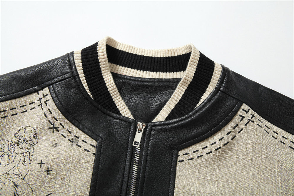 Halloy™ American Retro Angel Wings Statue Printed Jacket