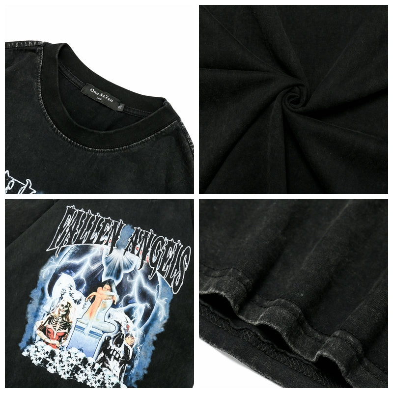 Halloy™ Hip Hop Streetwear Washed T-shirt
