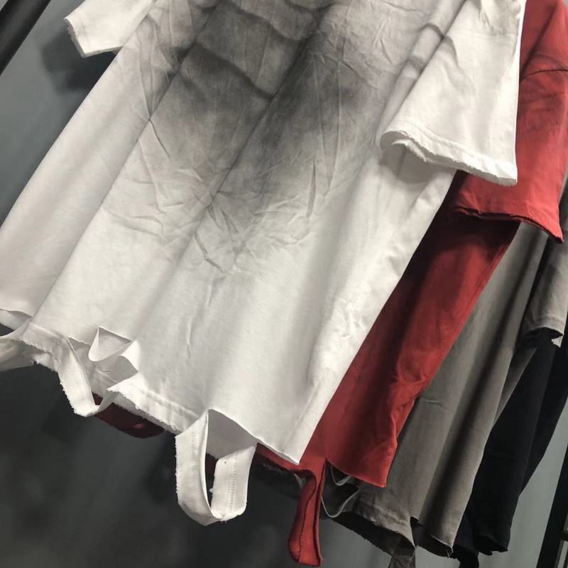Halloy™ T-Shirt with Frayed Edges & Cropped Sleeves