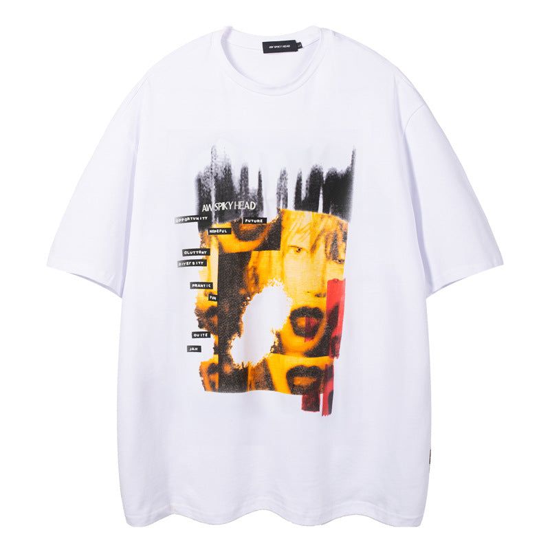 Halloy™ National Trend Hip-hop Character Print T-shirt