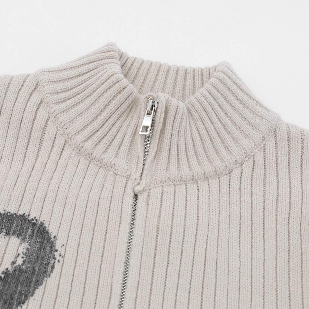 Halloy™ Alphabet Graffiti Zip Sweater Cardigan