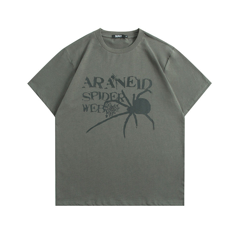 Halloy™ Letters Spider Web Loose T-shirt