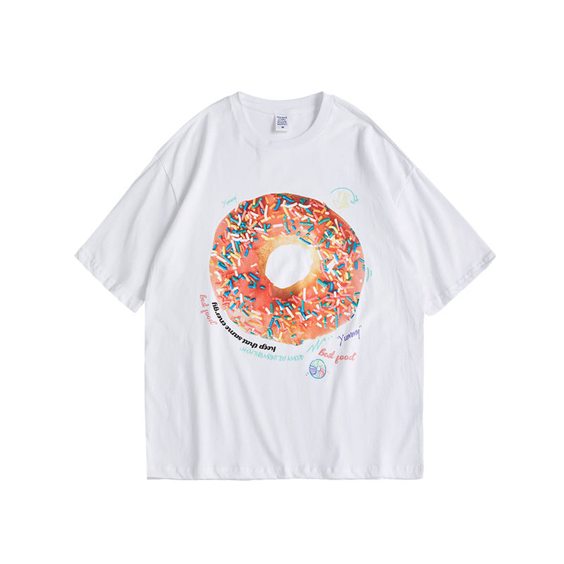 Halloy™ Personality Creative Abstract Donut Print T-Shirt