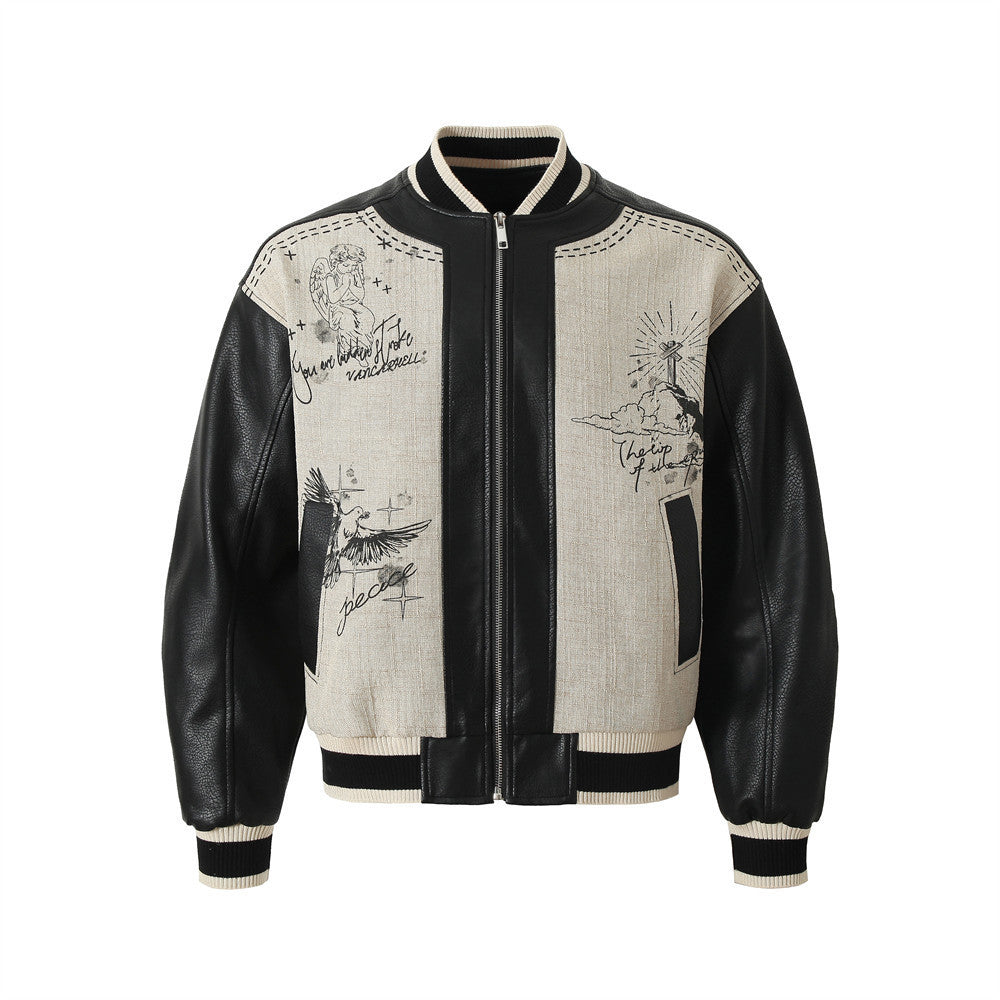 Halloy™ American Retro Angel Wings Statue Printed Jacket