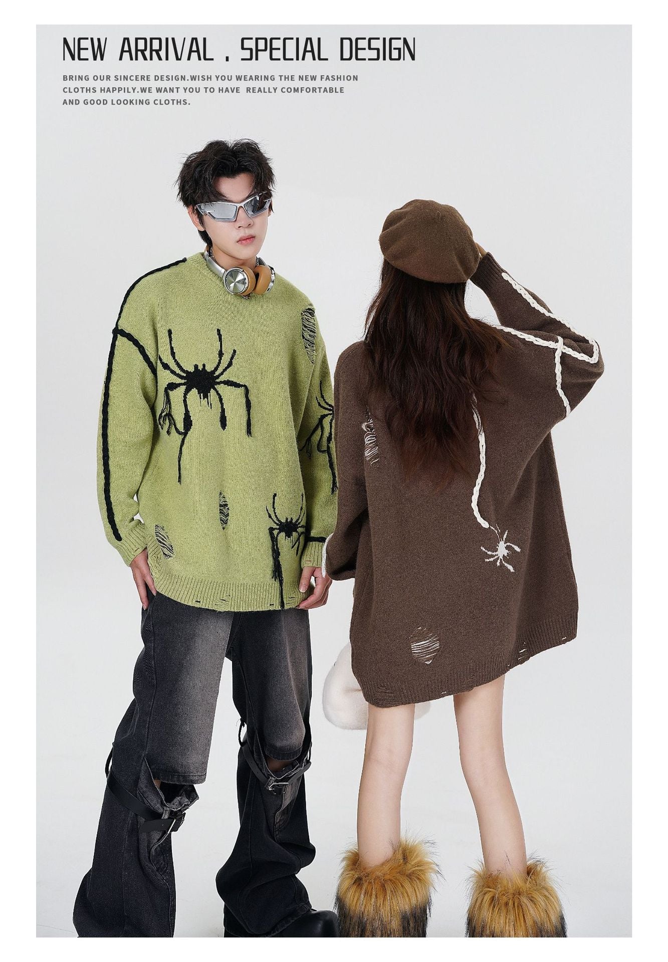 Halloy™ Spider Jacquard Burr Contrast Sweater