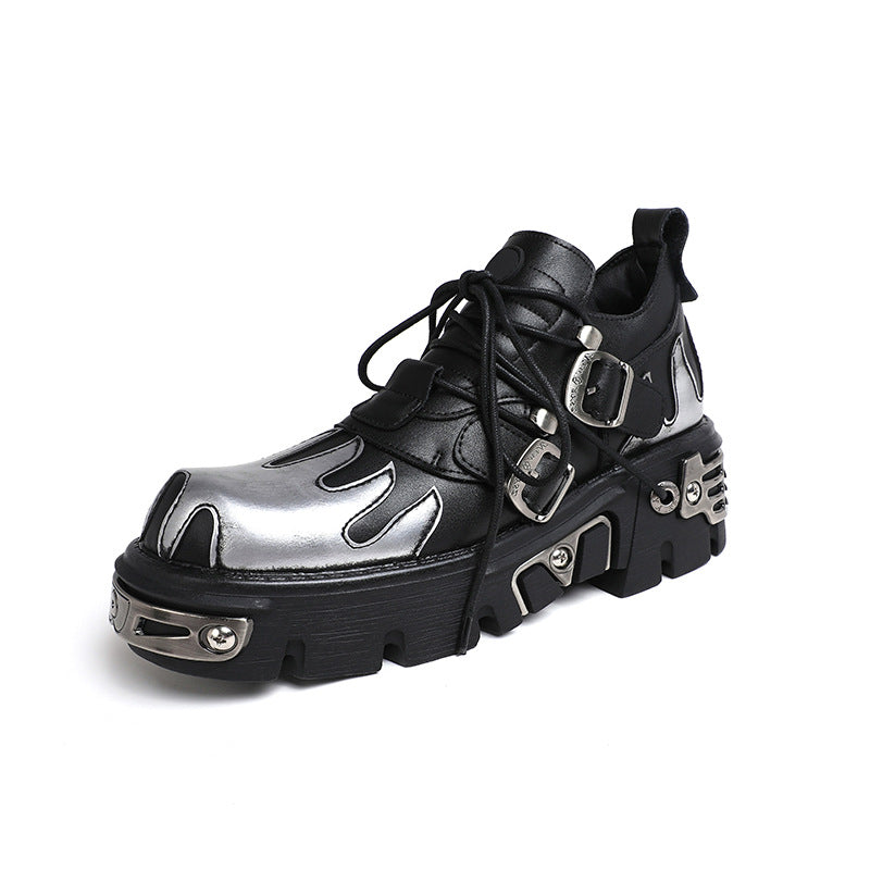 Halloy™ Microfiber Black Punk Platform Shoes