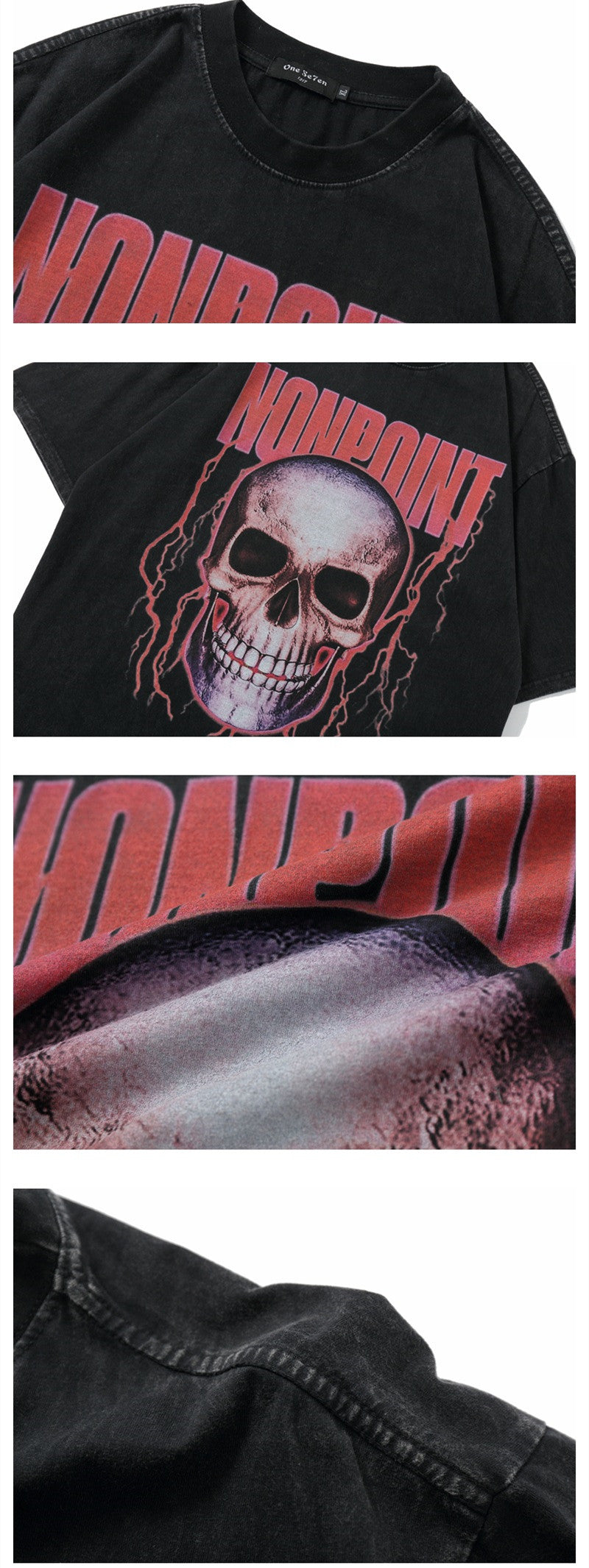 Halloy™ Skull Printing Washing Water T-shirt