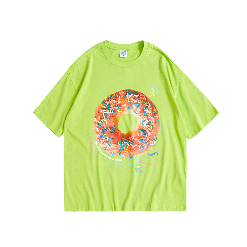 Halloy™ Personality Creative Abstract Donut Print T-Shirt