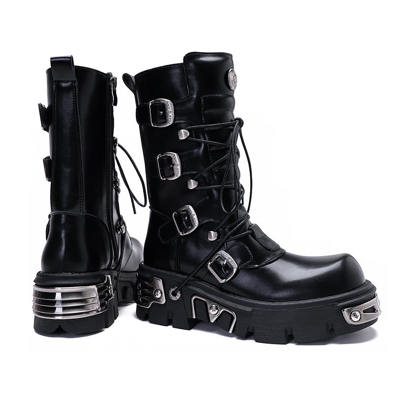 Halloy™ Retro Leisure Cargo Rock High Leg Boots