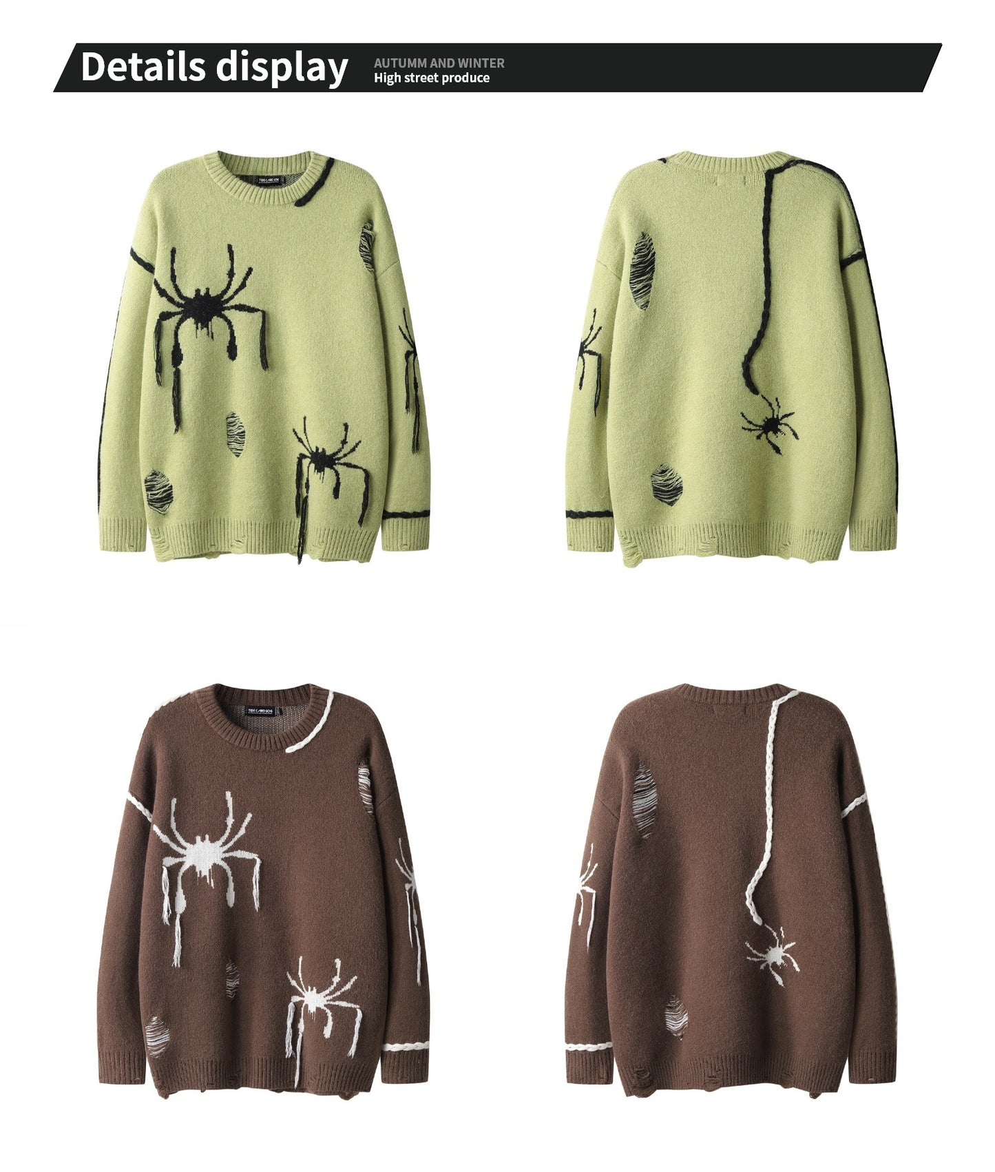 Halloy™ Spider Jacquard Burr Contrast Sweater
