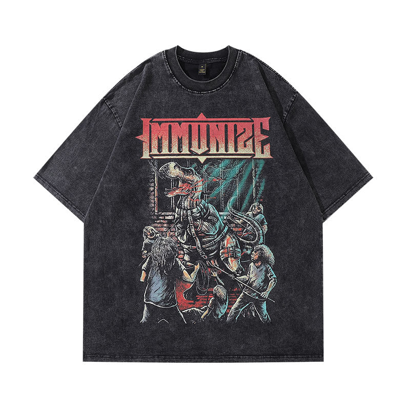 Halloy™ Vintage Printed Oversize Distressed T-shirt