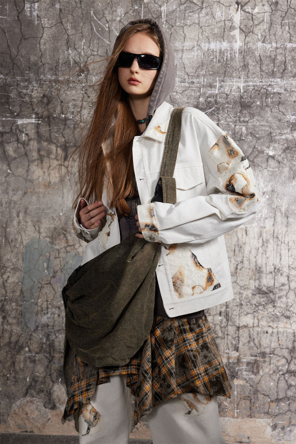 Halloy™ Embroidered Lace Patchwork Denim Jacket