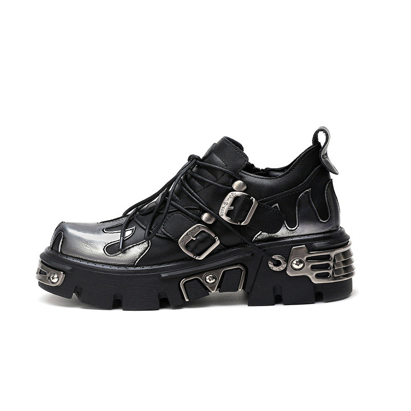 Halloy™ Microfiber Black Punk Platform Shoes