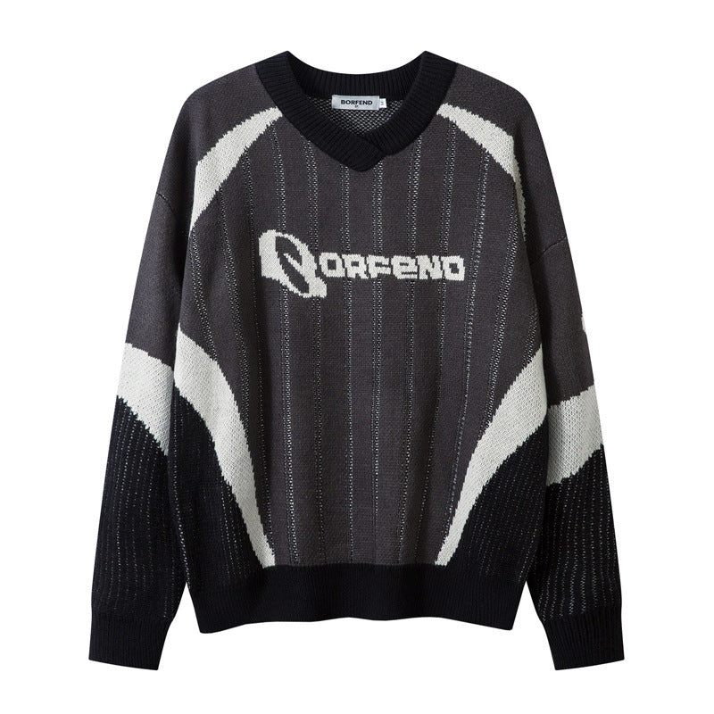 Halloy™ Patchwork Vertical Striped Loose Pullover Sweater