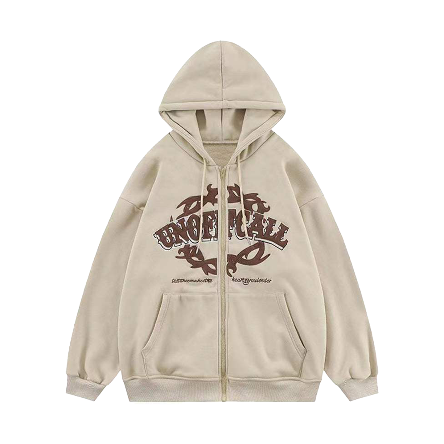 Halloy™ Letter Printing Zipper Fleece Hoodie