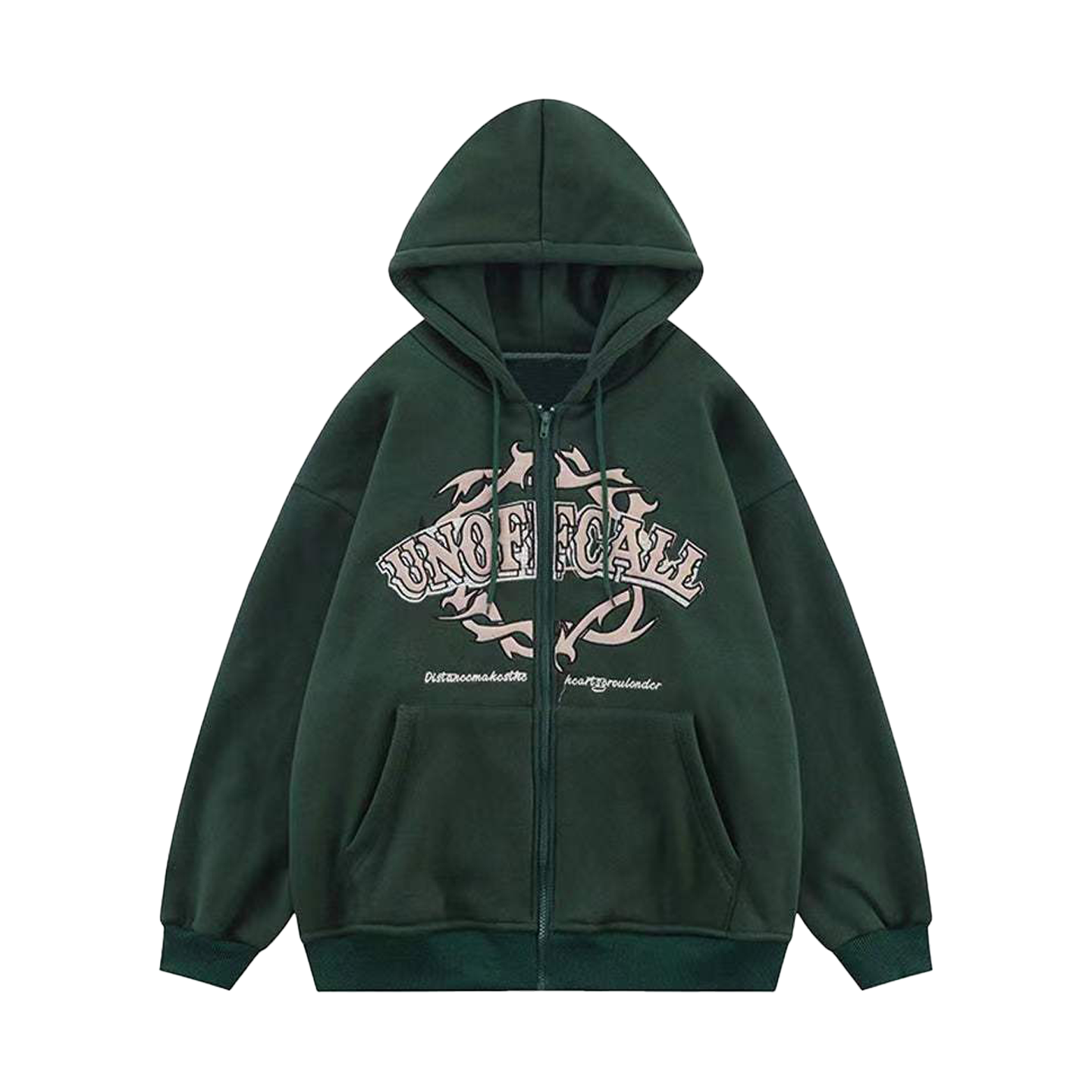 Halloy™ Letter Printing Zipper Fleece Hoodie