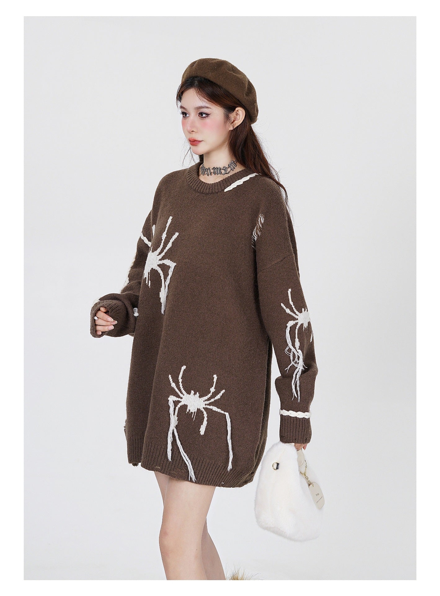 Halloy™ Spider Jacquard Burr Contrast Sweater