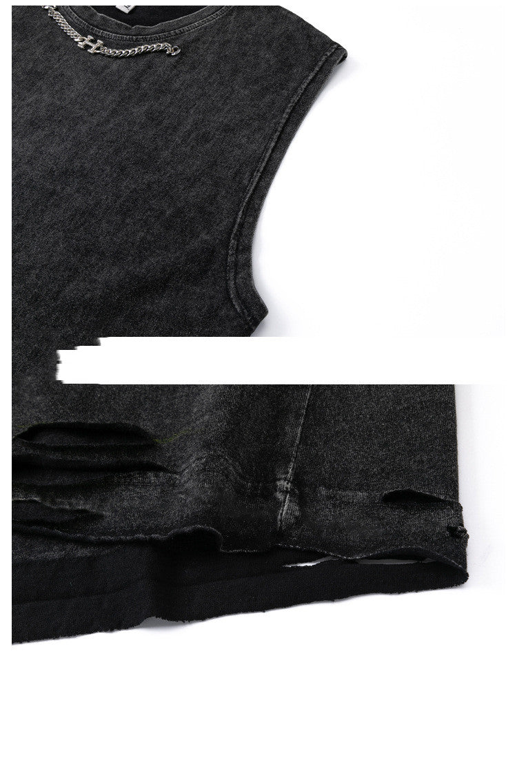 Halloy™ Retro Worn Looking Washed-out Sleeveless T-shirt