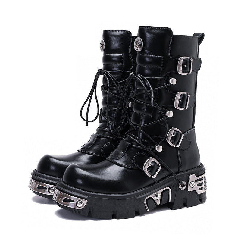 Halloy™ Retro Leisure Cargo Rock High Leg Boots