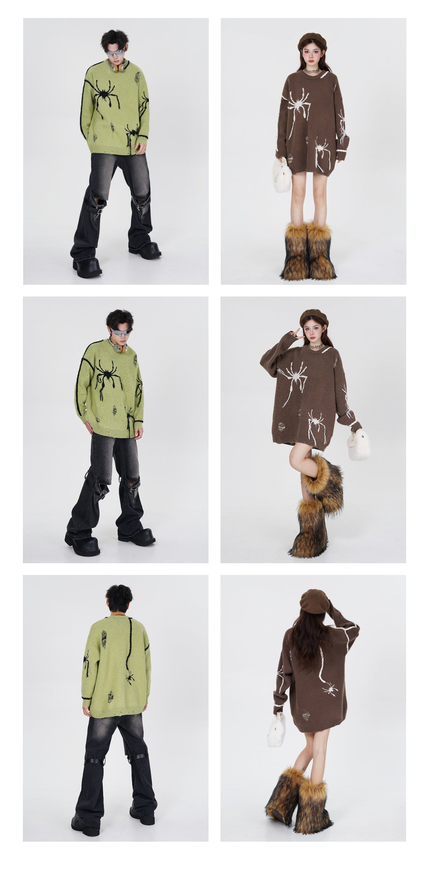 Halloy™ Spider Jacquard Burr Contrast Sweater