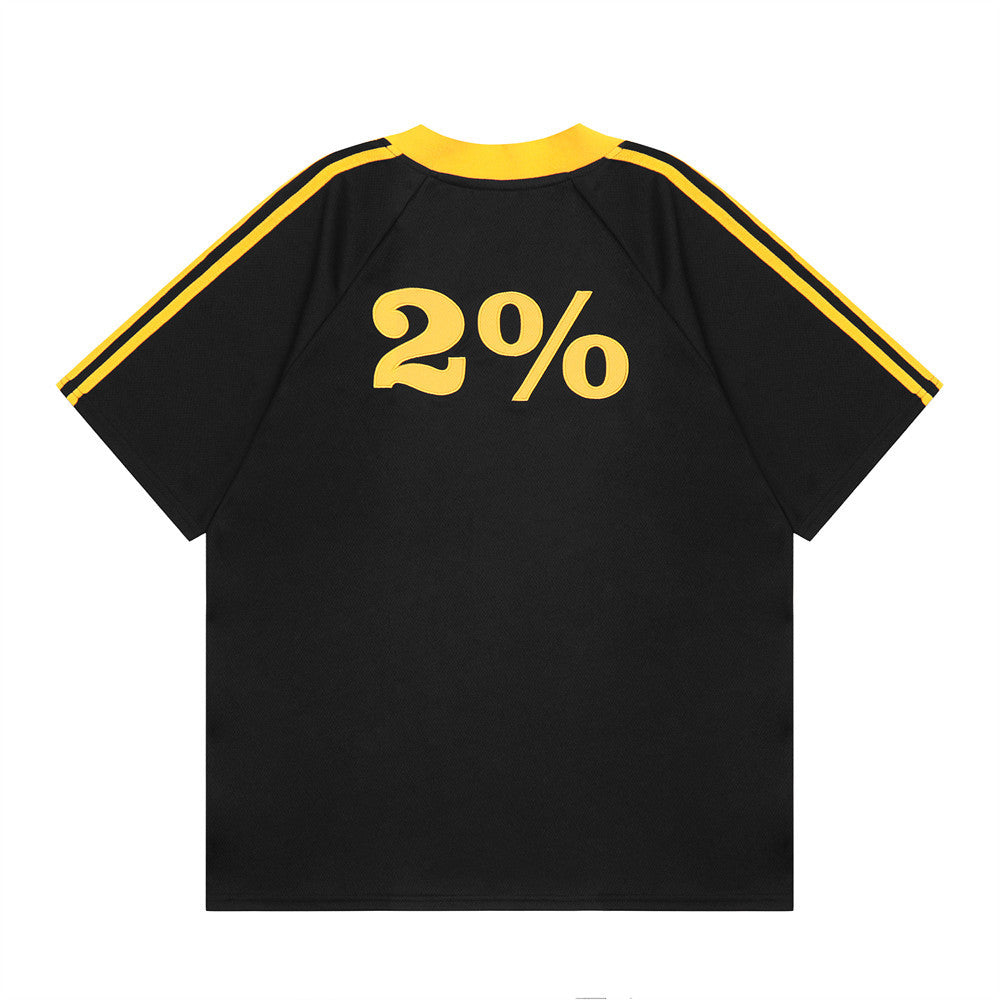 Halloy™ Color-block V Neck Sports Style T-shirt
