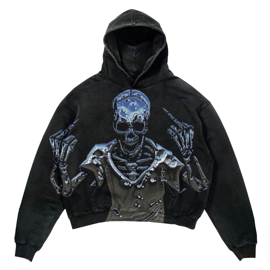 Halloy™ Skeleton Design Printed Hoodie
