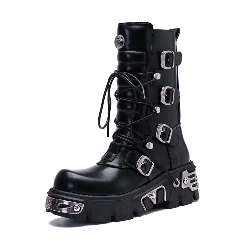 Halloy™ Retro Leisure Cargo Rock High Leg Boots