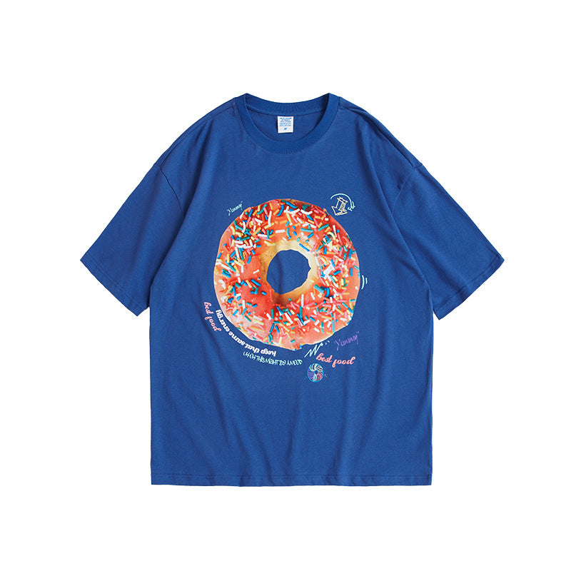Halloy™ Personality Creative Abstract Donut Print T-Shirt