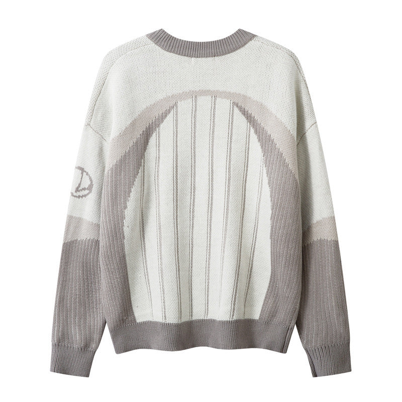 Halloy™ Patchwork Vertical Striped Loose Pullover Sweater