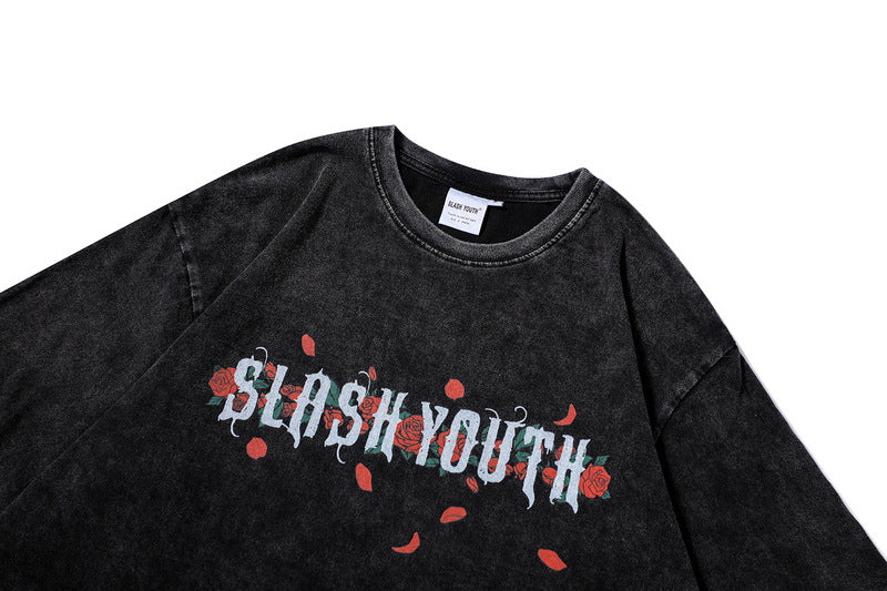 Halloy™ Cross Rose T-Shirt Washed Old Half