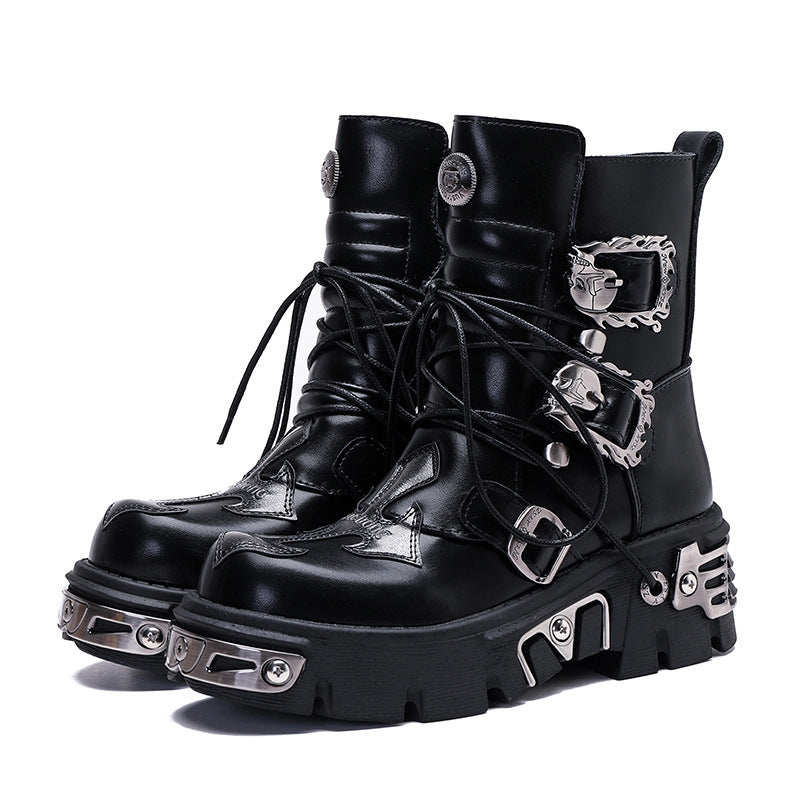 Halloy™ Retro Casual Punk Workwear High Leg Boots