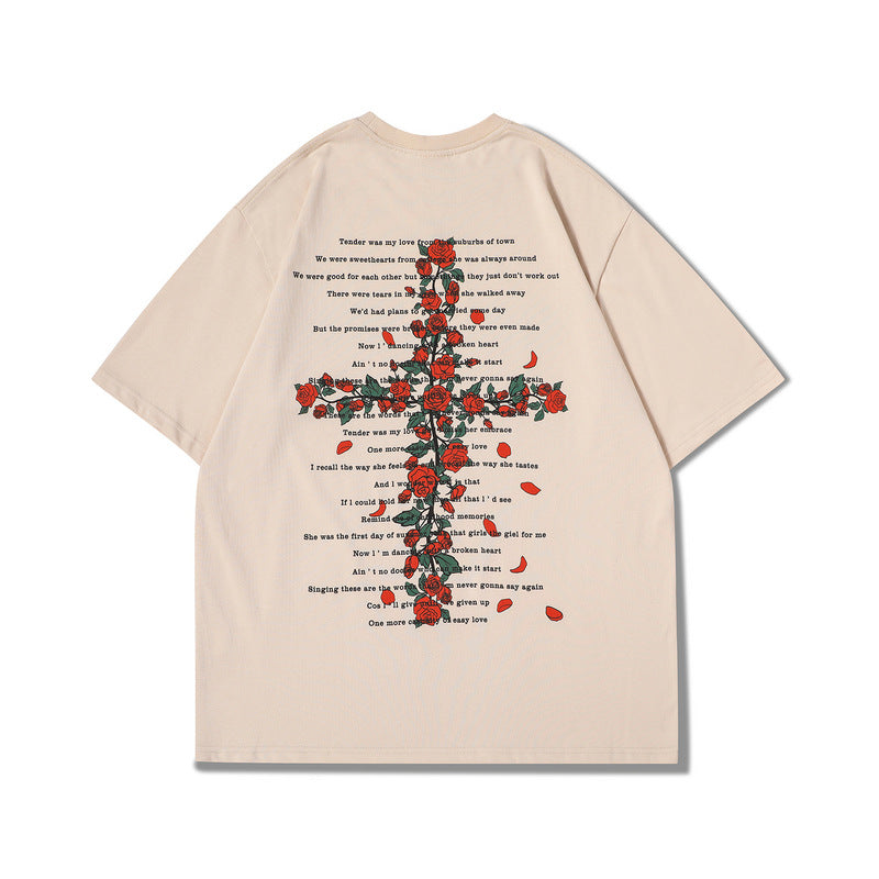 Halloy™ Cross Rose T-Shirt Washed Old Half