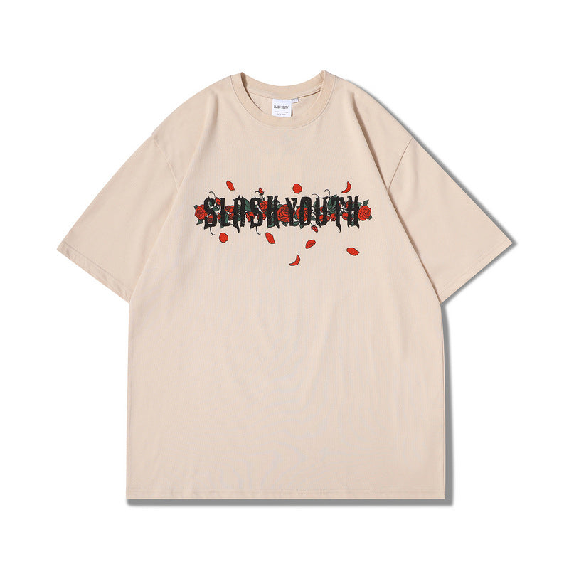 Halloy™ Cross Rose T-Shirt Washed Old Half