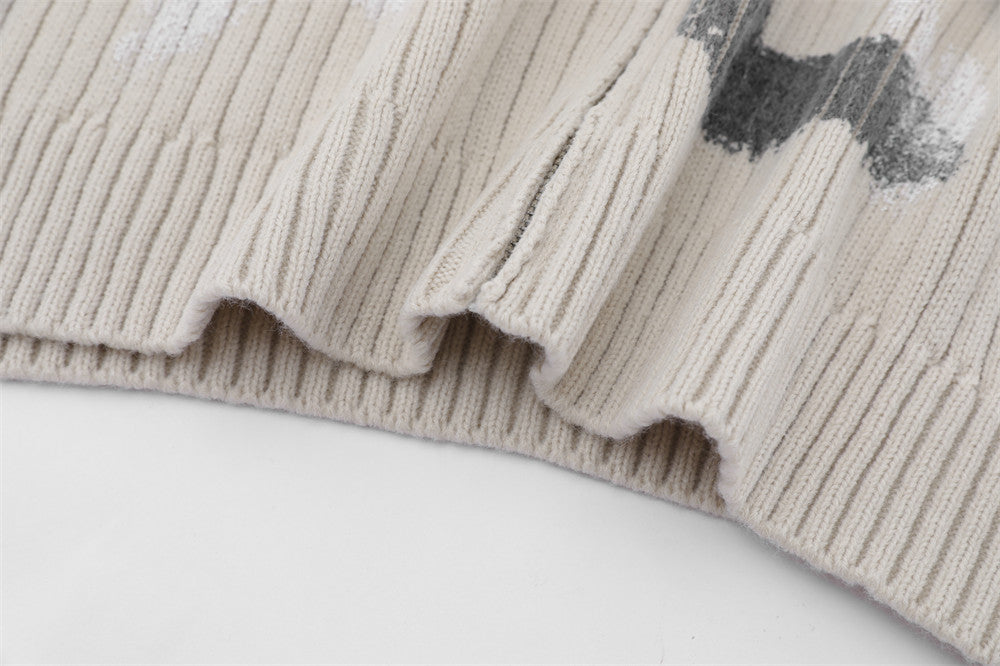 Halloy™ Alphabet Graffiti Zip Sweater Cardigan