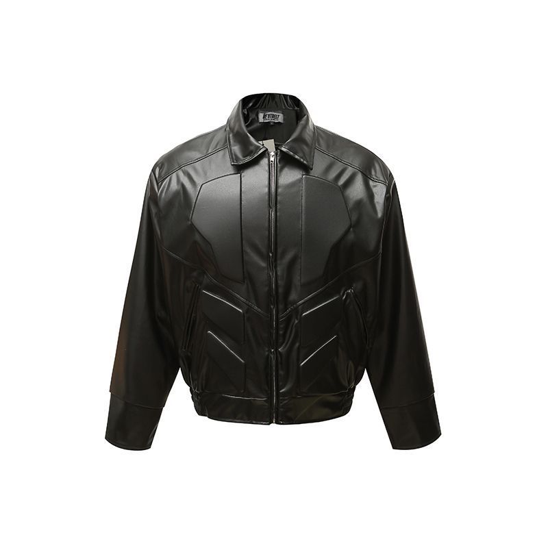 Halloy™ Locomotive Padded Shoulder Leather Jacket