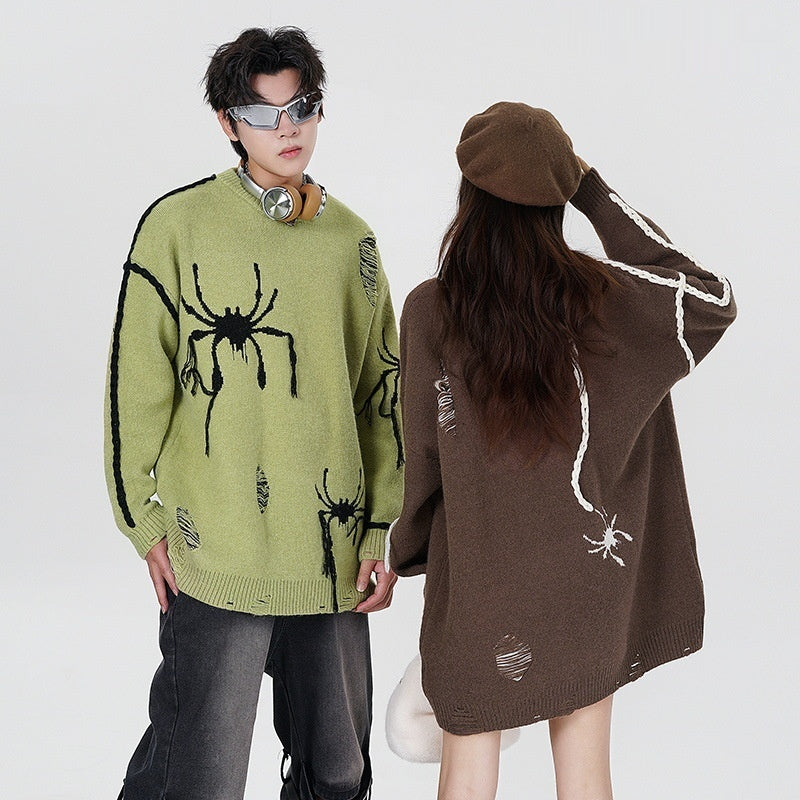 Halloy™ Spider Jacquard Burr Contrast Sweater