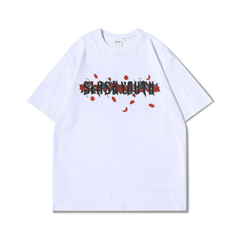 Halloy™ Cross Rose T-Shirt Washed Old Half