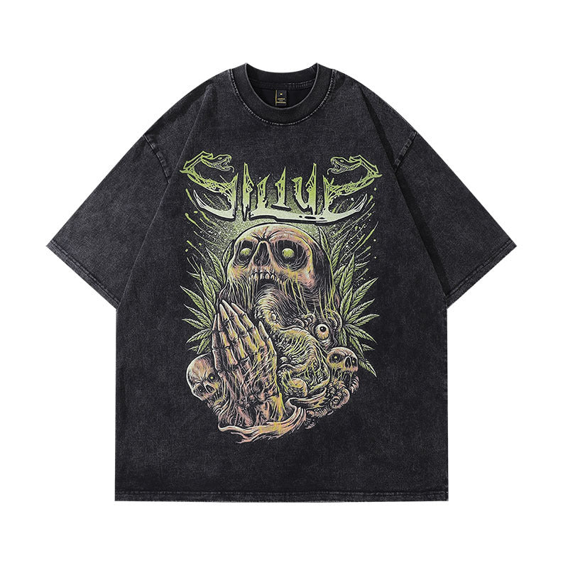 Halloy™ Vintage Printed Oversize Distressed T-shirt