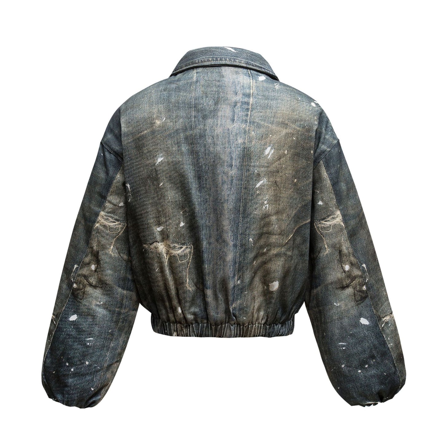 Halloy™ Chain Printed Zip Up Quilted Bomber Jacket