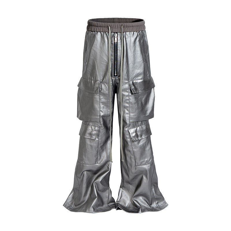 Halloy™ Multi-Pocket Metallic Leather Cyberpunk Pants