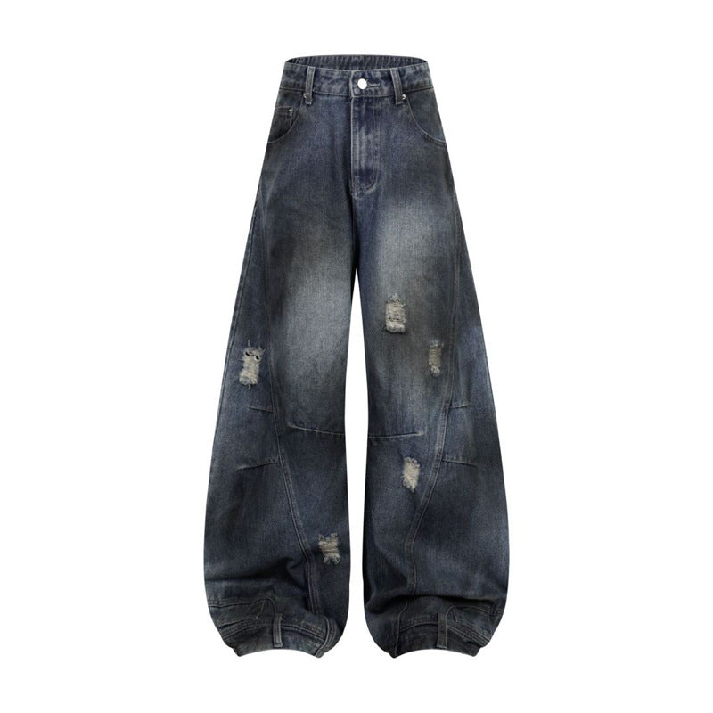 Halloy™ Retro Washed Ripped Deconstruction Stitching Jeans