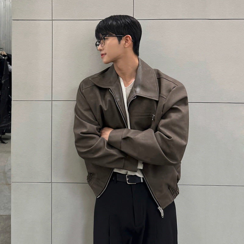 Halloy™ Lapel Leather Jacket