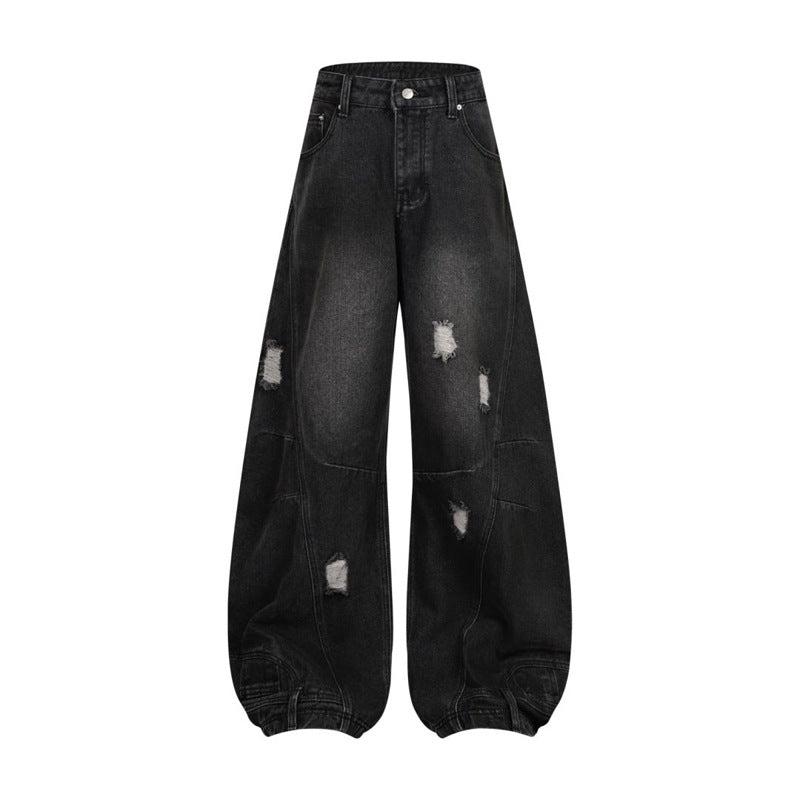 Halloy™ Retro Washed Ripped Deconstruction Stitching Jeans