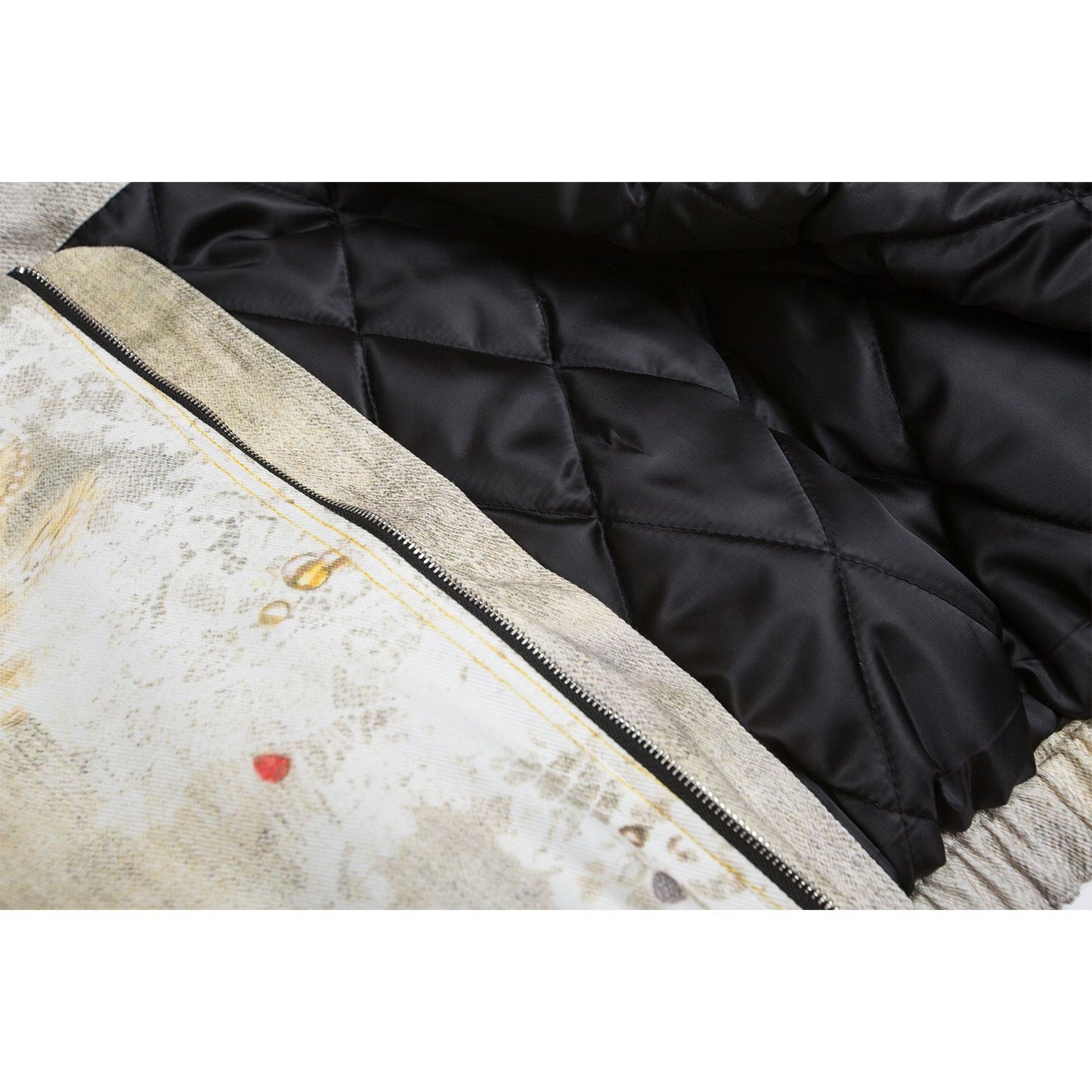Halloy™ Distressed Graffiti Gradient Quilted Bomber Jacket