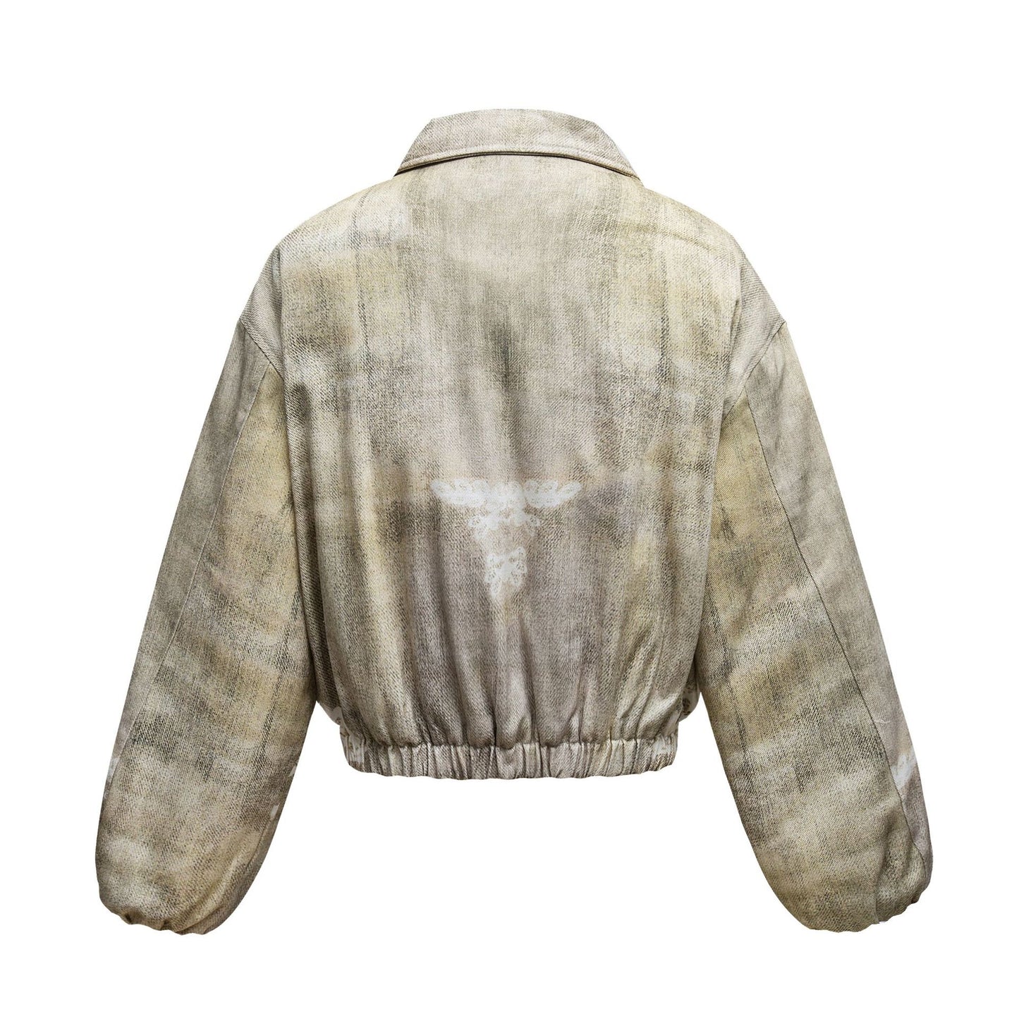 Halloy™ Distressed Graffiti Gradient Quilted Bomber Jacket
